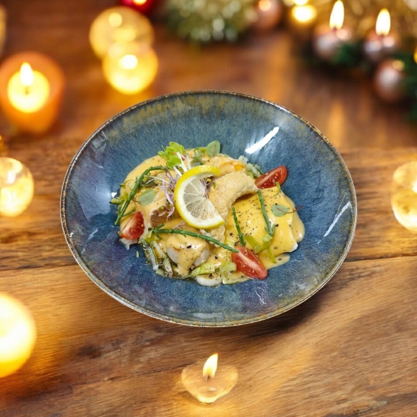 Plat : Cassolette de poissons sur lit de poireaux